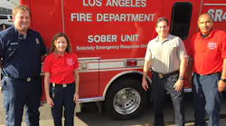 LAFD SOBER Unit (from left to right): Firefighter/Paramedic Eric Ingstad, Nurse Practitioner Nancy Richmond, Dr. Marc Eckstein and Case Manager Victor Chavez.