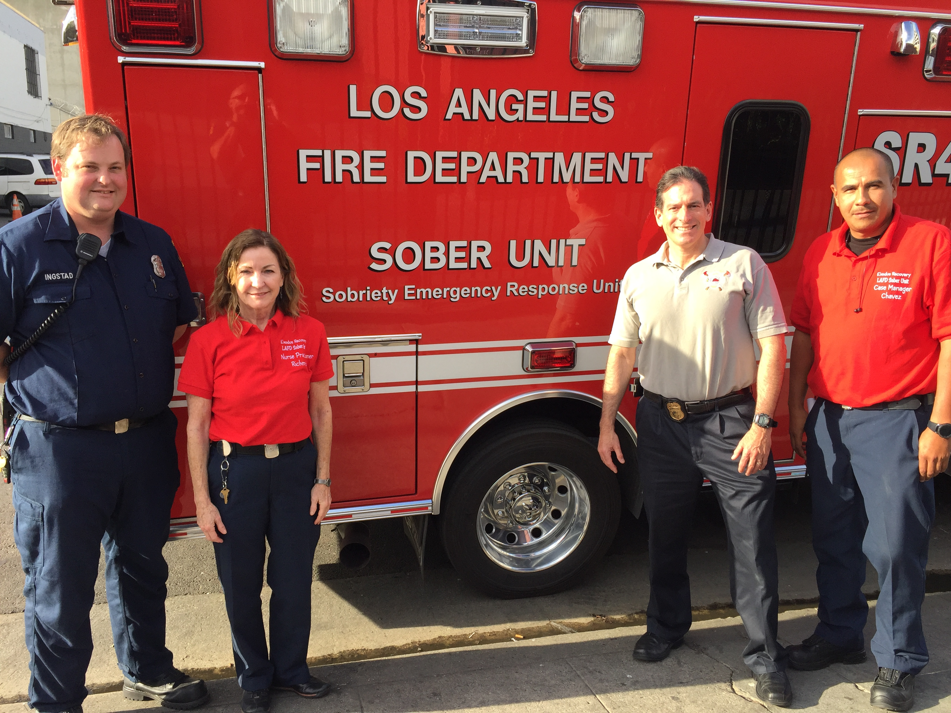 From left to right: Firefighter-Paramedic Eric Ingstad, Nurse Practitioner Nancy Richmond, Dr. Marc Eckstein and Case Manager Victor Chavez.