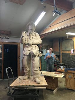Local artist Andrew Jumonville put the finishing touches on the life-sized bronze statue and it has been shipped to the foundry. Local artist Andrew Jumonville put the finishing touches on the life-sized bronze statue and it has been shipped to the foundry.