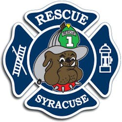 Firefighters from Syracuse&apos;s Rescue Company and Marine 1 rescued the woman who was hanging from a chain on the bridge.
