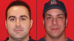 Kansas City firefighters John Mesh, left, and Larry Leggio.