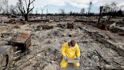 Mark Sharp sifts through the remains of his charred home in Santa Rosa in search of his wife's wedding band in October 2017.