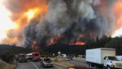 Vehicles are left abandoned on Interstate 5 near Redding, CA, as the Delta Fire swiftly moves toward the roadway on Wednesday, Sept. 5, 2018. Vehicles are left abandoned on Interstate 5 near Redding, CA, as the Delta Fire swiftly moves toward the roadway on Wednesday, Sept. 5, 2018.