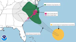This graphic shows the forecast path and effects of Hurricane Florence on the mid-Atlantic coast.