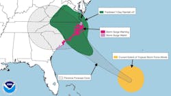 This graphic shows the forecast path and effects of Hurricane Florence on the mid-Atlantic coast.