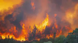 Flames erupt from the River Fire near Scott's Valley Road in Lake County, CA, on Aug. 2, 2018.