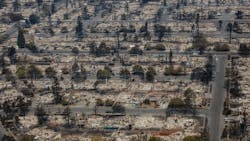 An aerial view of homes destroyed by the Tubbs Fire in Santa Rosa, CA, in October 2017.
