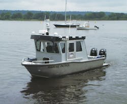 Lake Assault Boats delivered this 26-foot patrol vessel to the Town of Essex Resident State Trooper’s Office located in Essex, Connecticut. The craft serves along portions of the Connecticut River that flow through Middlesex County in Connecticut. Lake Assault Boats delivered this 26-foot patrol vessel to the Town of Essex Resident State Trooper’s Office located in Essex, Connecticut. The craft serves along portions of the Connecticut River that flow through Middlesex County in Connecticut.