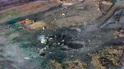 The explosions left large craters where the trailer/magazines had been located.