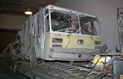 Pumper 41 received significant damage. Pumper 41 received significant damage.