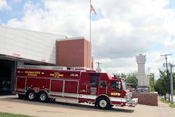 The newest Hazmat 71 on the pad in front of Hazmat Station 27. The newest Hazmat 71 on the pad in front of Hazmat Station 27.