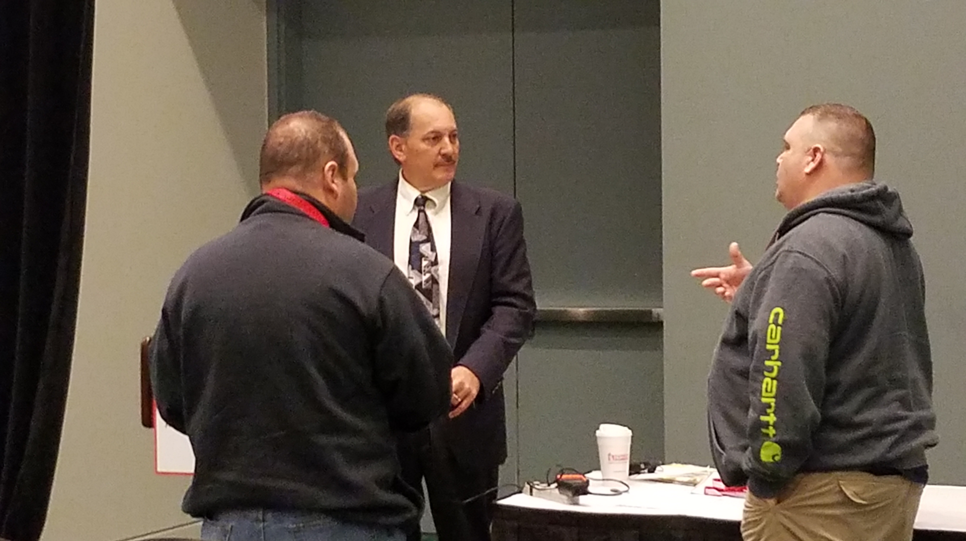 FDNY Lt. Michael Scotto, center, speaks with students who attended his class at Firehouse Expo in Nashville.