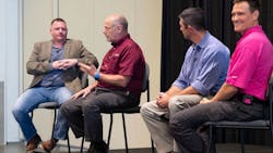 From left, Ryan Pennington, Rick Mason, Dr. Gavin Horn and Aaron Zamzow speak during a panel discussion on firefighter health and wellness hosted by MSA at Firehouse Expo in Nashville, TN, on Thursday, Oct. 18, 2018. From left, Ryan Pennington, Rick Mason, Dr. Gavin Horn and Aaron Zamzow speak during a panel discussion on firefighter health and wellness hosted by MSA at Firehouse Expo in Nashville, TN, on Thursday, Oct. 18, 2018.