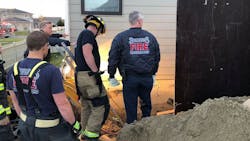 Billings firefighters on scene during a trench rescue on Monday, Oct. 29, 2018.