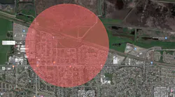 The evacuation zone in Bay Point, CA, during a fire at a Chevron gas vault on Wednesday. Oct. 17, 2018.