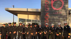 Garden Grove firefighters and officers during a ribbon-cutting ceremony to open a new station on Tuesday, Oct. 23, 2018.