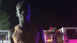 Keshaun Smith, 18, pictured right after he ran into a neighbor's house with two fire extinguishers and doused a fire in the kitchen before firefighters arrived in Lakeland, FL, on Wednesday, Oct. 17, 2018. Keshaun Smith, 18, pictured right after he ran into a neighbor's house with two fire extinguishers and doused a fire in the kitchen before firefighters arrived in Lakeland, FL, on Wednesday, Oct. 17, 2018.