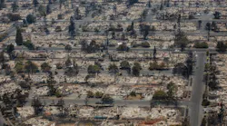 The Coffey Park neighborhood of Santa Rosa, CA, after it was leveled by the Tubbs Fire in October 2017.