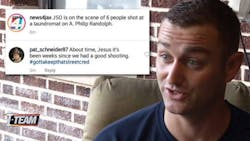 Jacksonville, FL, firefighter Pat Schneider next to a screen capture of the Instagram post that led to a recent reprimand. Jacksonville, FL, firefighter Pat Schneider next to a screen capture of the Instagram post that led to a recent reprimand.