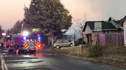 Emergency crews on scene after a man opened fire upon responding firefighters before taking his own life in Springfield, OR, on Wednesday, Oct. 17, 2018.