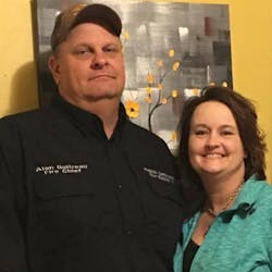French Settlement, LA, Fire Chief Alan Guitreau and his wife Melissa in a 2017 photo.