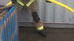 The nozzle operator must pace themselves and allow time for the other members to manage the corners, stairs and other friction points.
