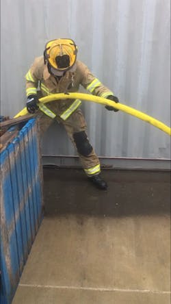 The nozzle operator must pace themselves and allow time for the other members to manage the corners, stairs and other friction points. The nozzle operator must pace themselves and allow time for the other members to manage the corners, stairs and other friction points.