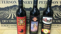 Three special edition wines produced by Peterson Winery to support various fire service activities and efforts.