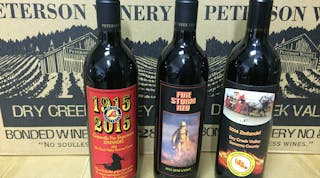 Three special edition wines produced by Peterson Winery to support various fire service activities and efforts.