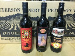 Three special edition wines produced by Peterson Winery to support various fire service activities and efforts. Three special edition wines produced by Peterson Winery to support various fire service activities and efforts.