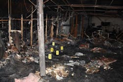 Interior of Spartan Box Gym, post fire. Location where Firefighter Deem was located.