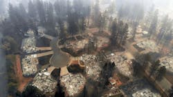 An aeriel view of Paradise, CA, on Thursday, Nov. 15, 2018 after the Camp Fire burned more than 7,000 structures in the town. An aeriel view of Paradise, CA, on Thursday, Nov. 15, 2018 after the Camp Fire burned more than 7,000 structures in the town.