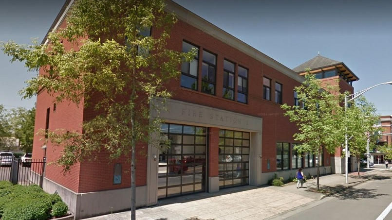 Eugene-Springfield Fire Station 1 in Eugene, OR, where firefighters were returning from a call and found a man trying to break into a nearby store on Tuesday, Nov. 27, 2018.
