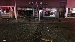 Shattered glass litters the street after an explosion at an Equinox Gym on the Upper West Side of Manhattan in New York City on Sunday, Nov. 25, 2018. Shattered glass litters the street after an explosion at an Equinox Gym on the Upper West Side of Manhattan in New York City on Sunday, Nov. 25, 2018.