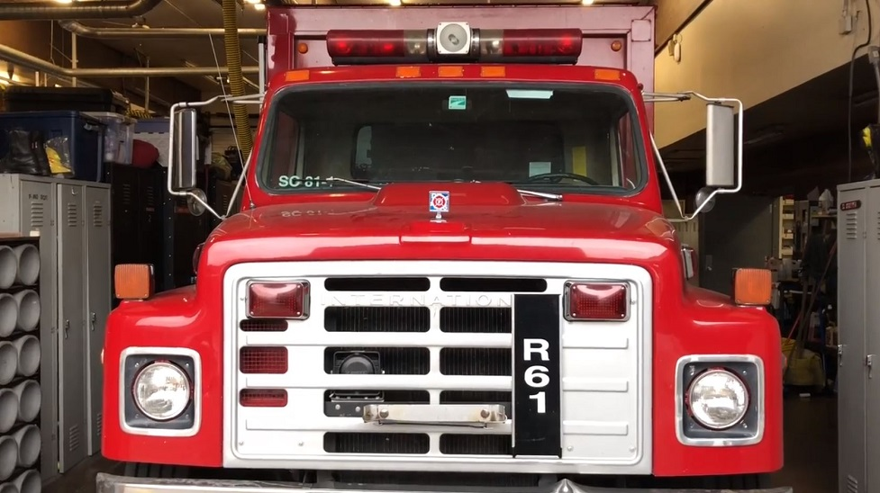 A 1981 International Harvester that Central Pierce Fire & Rescue converted from a beer delivery truck into a technical rescue vehicle.