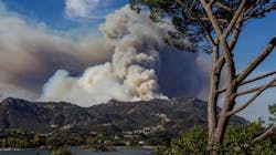 The Woolsey fire burns above the Lake Sherwood community in the Santa Monica Mountains in Ventura County, CA, on Tuesday, Nov. 13, 2018.