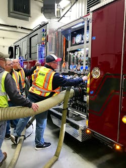 Final inspection work should include a service test of the fire pump, along with flow testing of discharges that will be used to support preconnected handlines.