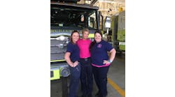 Cathy (center) had many supporters during her cancer journey, including Kyrene Resel (left) and Megan Frye, both volunteer members at the Purcellville Fire Station where Cathy was assigned.