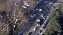 A Baltimore County ambulance and police car were hit in separate accidents while responding to an initial two-vehicle crash.