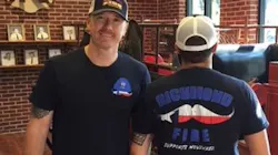Richmond, TX, firefighters show off the department's T-shirt design for 'Movember' to raise awareness for testicular cancers. Richmond, TX, firefighters show off the department's T-shirt design for 'Movember' to raise awareness for testicular cancers.