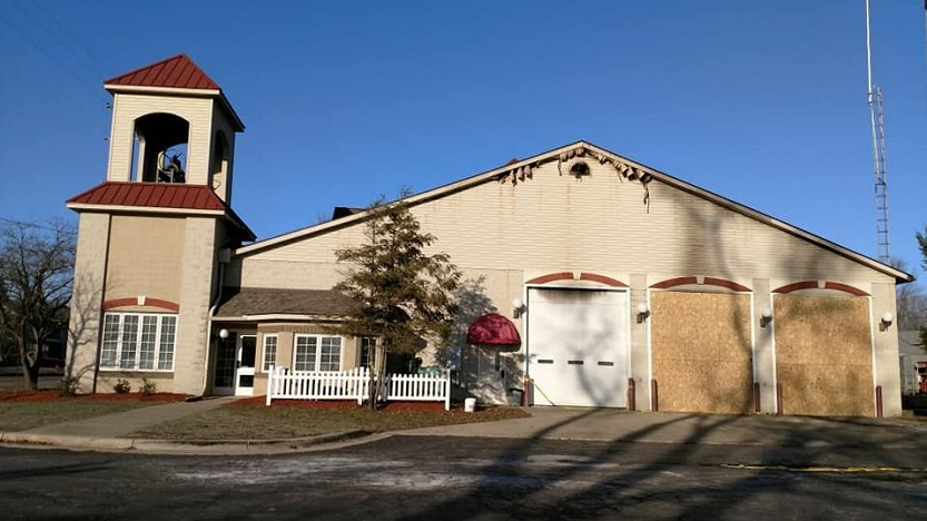 Blissfield Township MI Fire Department Station Damaged Firefighters