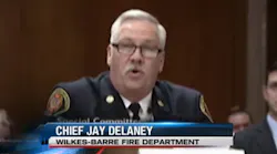 Wilkes-Barre, PA, Fire Chief Jay Delaney appears before a Senate Special Committee in September 2017.
