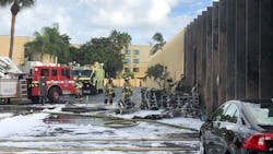 Firefighters on scene after a small plane crashed into a center for autistic children in Ft. Lauderdale on Saturday, Dec. 1, 2018. Firefighters on scene after a small plane crashed into a center for autistic children in Ft. Lauderdale on Saturday, Dec. 1, 2018.
