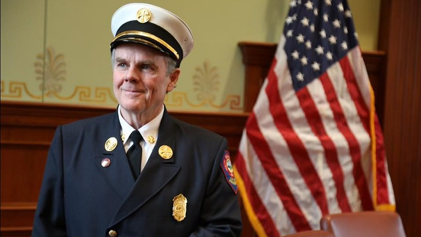 Quincy Fire Chief Jack Cadegan at his official swearing in ceremony on Monday, Dec. 17, 2018.