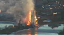 A historic grain elevator burns in Superior, WI, on Monday, Dec. 17, 2018.