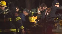 Walden Creek firefighters during the rescue of a man who started a brush fire in Sevier County, TN, on Monday, Dec. 3, 2018 to call for help after being trapped under an ATV for three days.