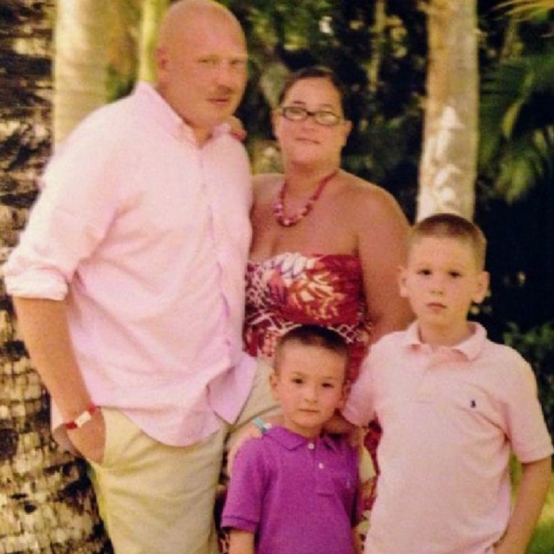 Past Lt. Christopher 'Opie' Skurat, of the Shelton, CT, Fire Department, along with his wife, Carla, and his sons, Jake and Ryan.