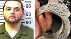New York City police used these special handcuffs — in honor of slain FDNY firefighter Faizal Coto of Engine 245 — on Joseph Desmond (left).
