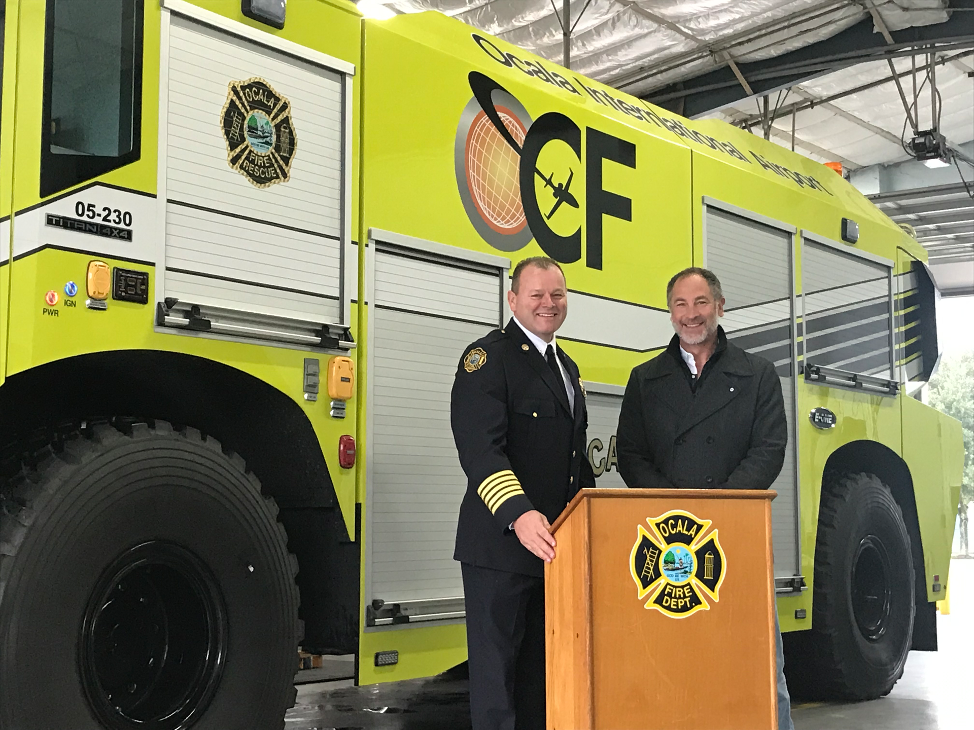 Ocala Fire Chief Shane Alexander and Ocala Airport Director Matt Grow