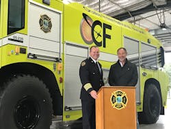 Ocala Fire Chief Shane Alexander and Ocala Airport Director Matt Grow